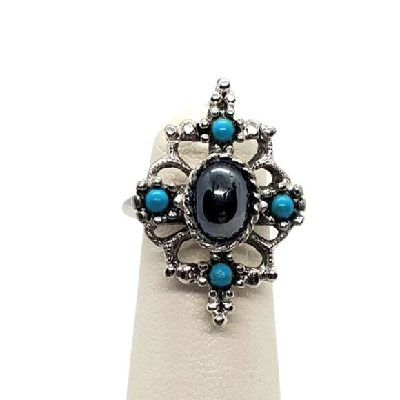 Vintage Avon Mirabella Silver, Gray, & Blue Ring - Picture 1 of 7